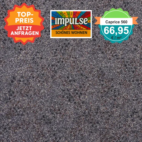 Girloon Caprice 560 – Draufsicht auf Teppichboden 560 mit eingeblendetem Preisetikett.